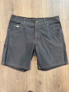 KUHL Radikl Hiking Shorts Men Size
34 Gray Khaki Performance Stretch 8 in inseam